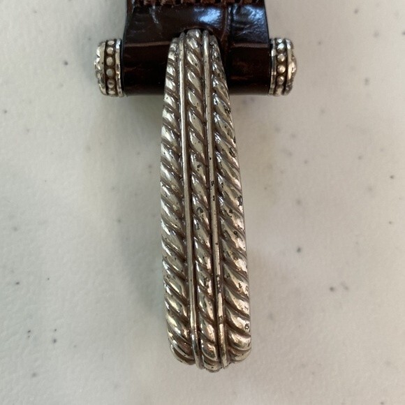 Brighton Patent Moc Croc Leather Embossed Chain Belt Oval Silver Hook Buckle - Picture 11 of 15